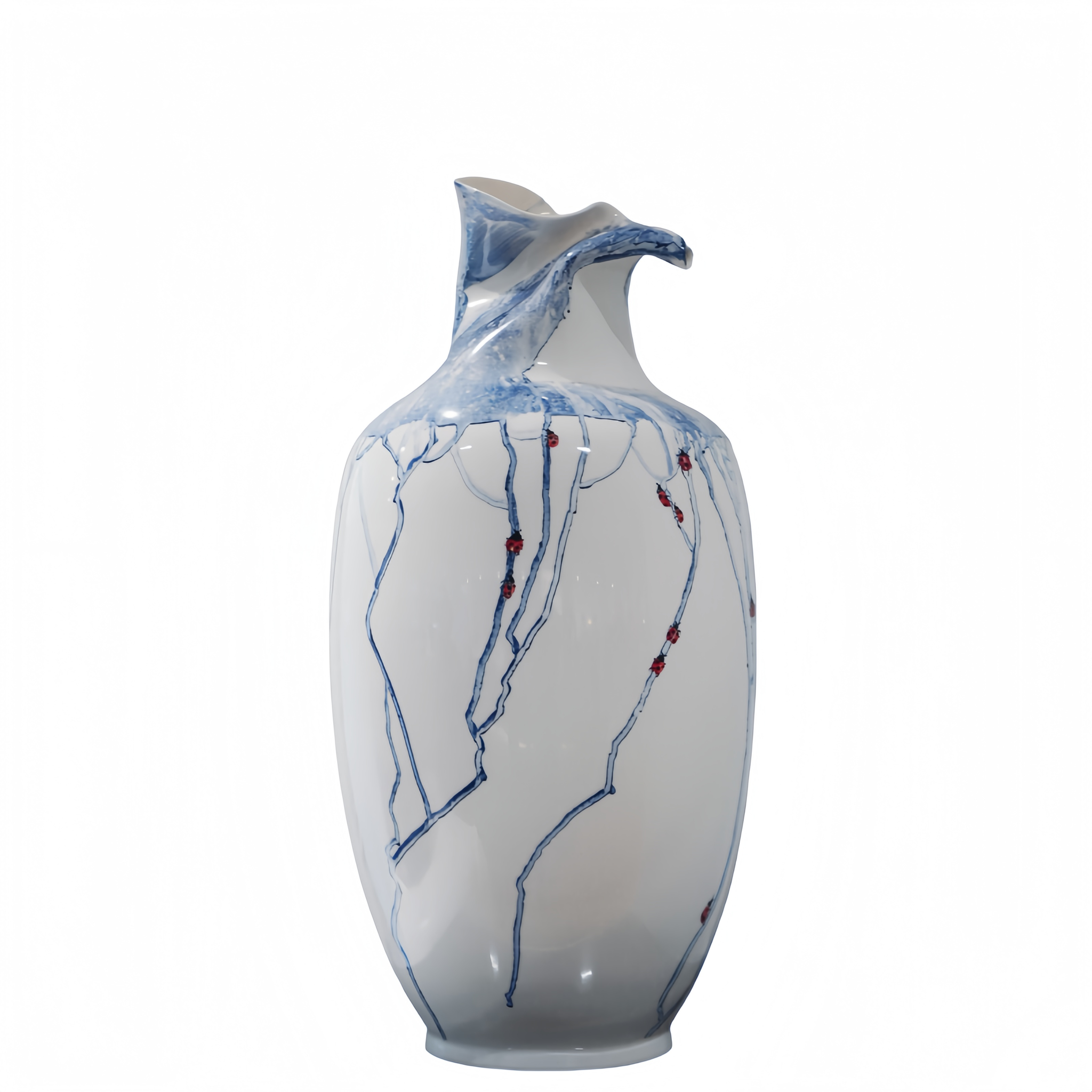 Blue and White Porcelain "Striving Upstream" Vase