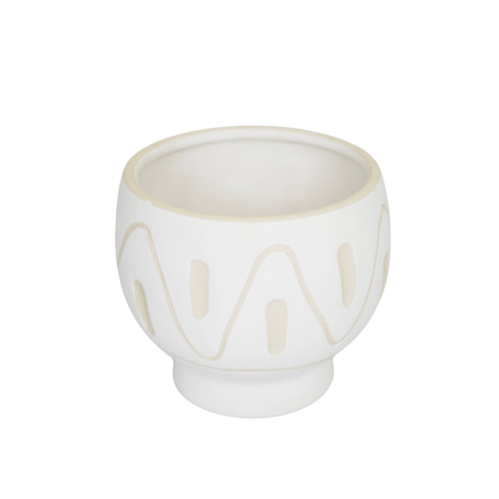 Ceramic pot white ornament 14.5 cm
