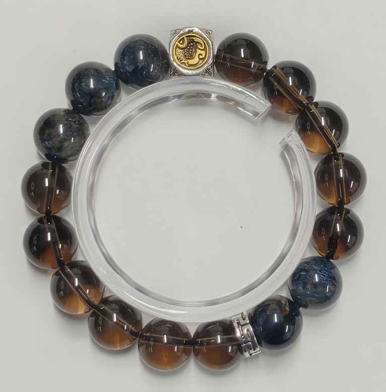 Tea Amber Aura Smoky Quartz Bracelet