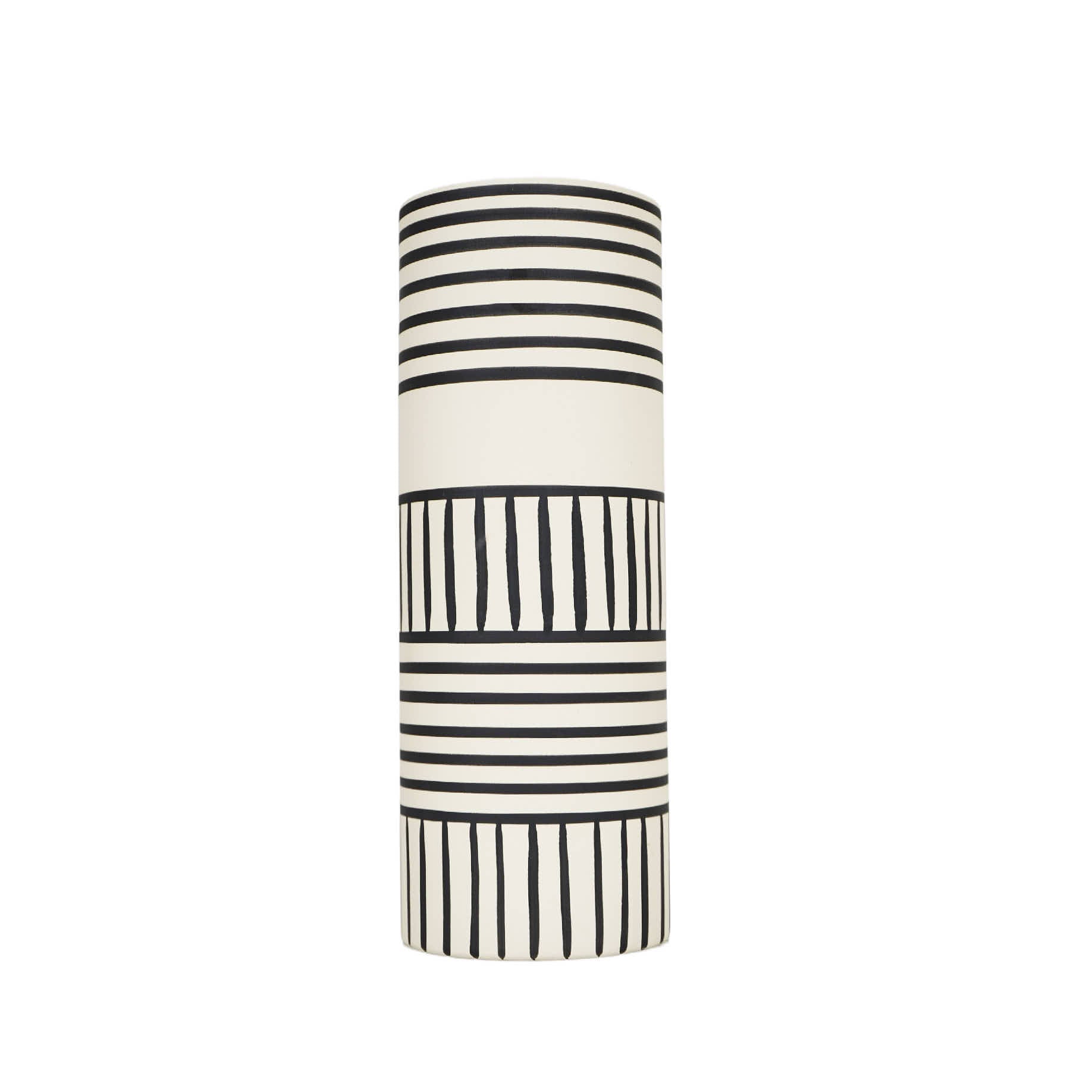 Ceramic vase white  black african ornament