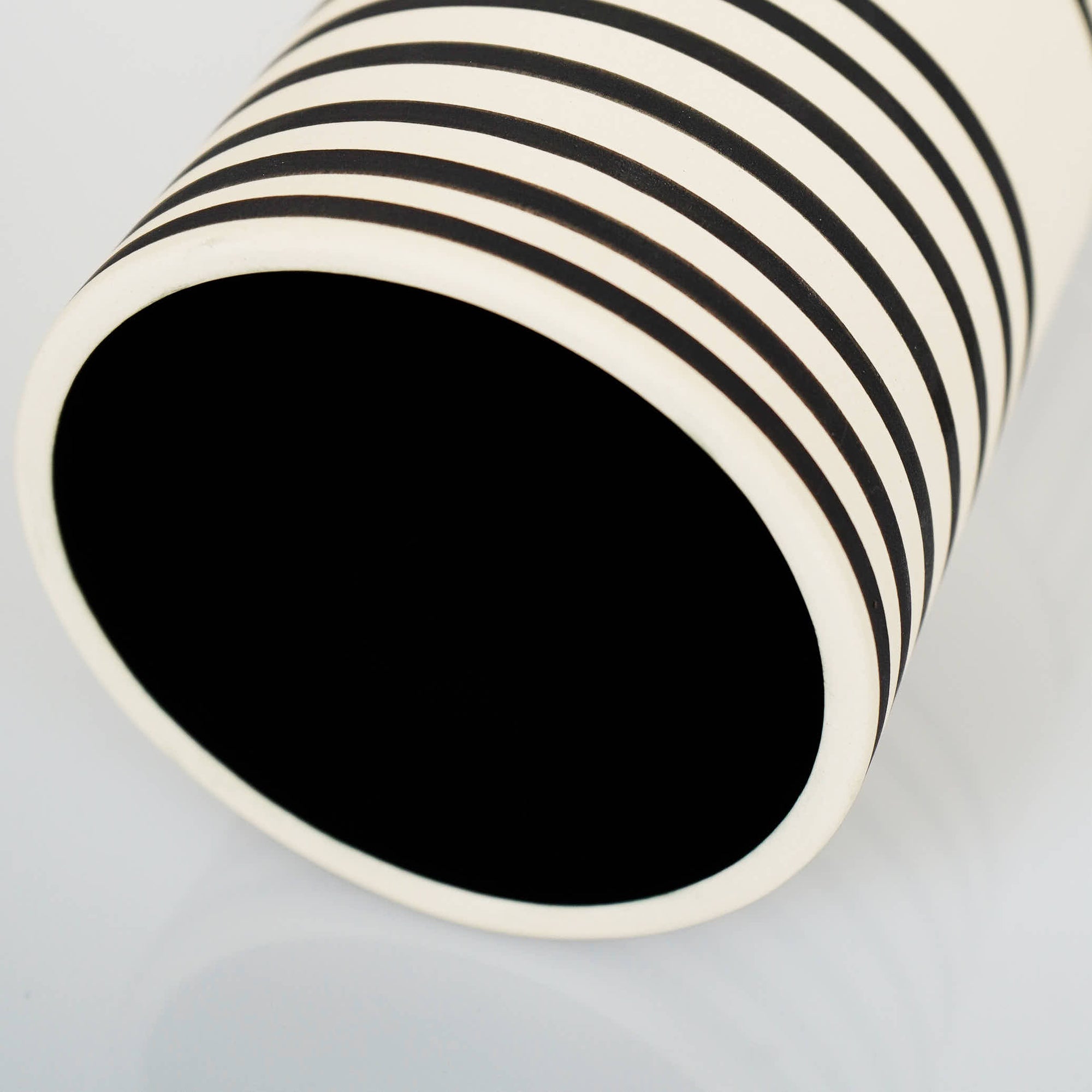 Ceramic vase white  black african ornament