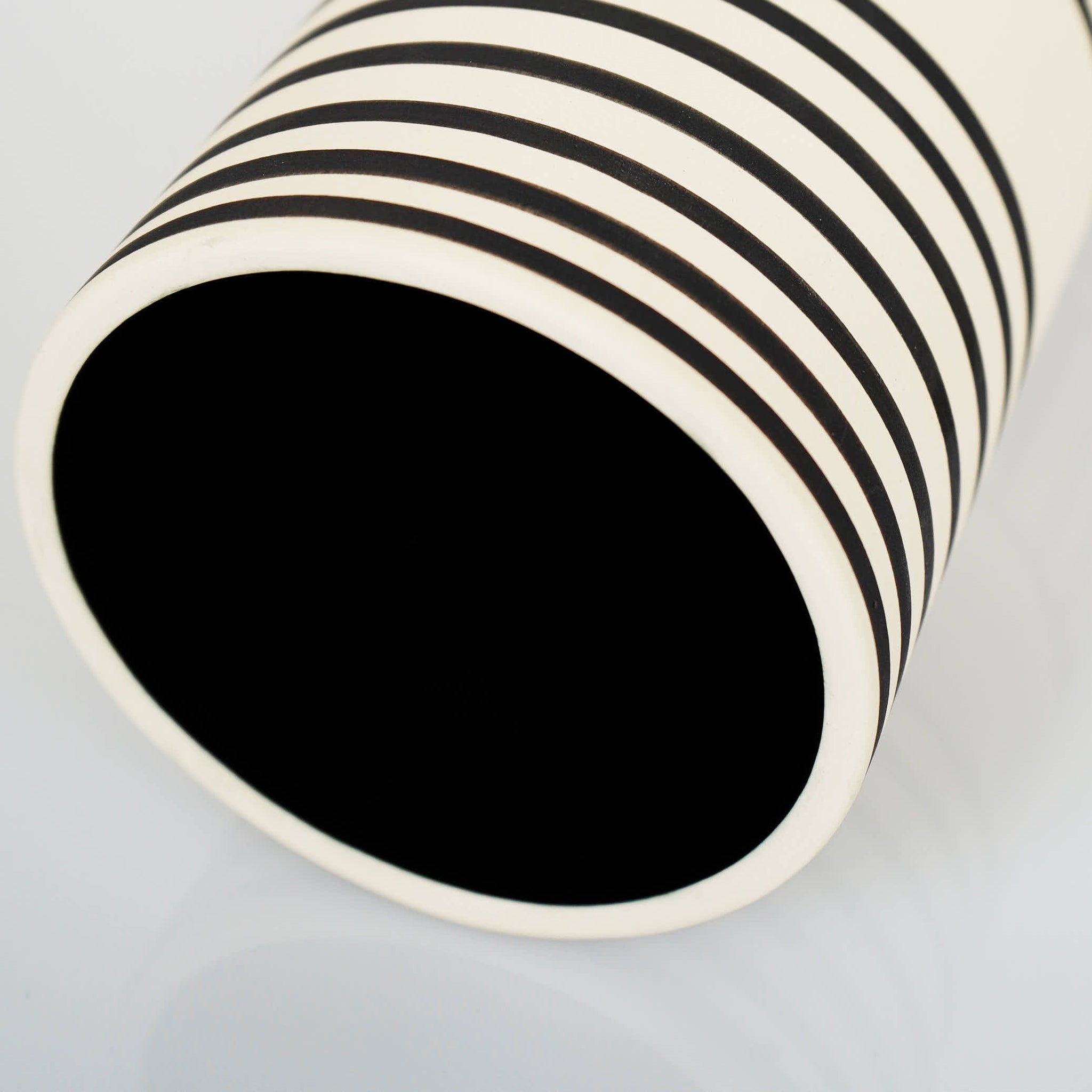 Ceramic vase white  black african ornament