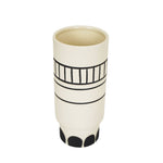 Ceramic vase white  black african ornament S - CHS