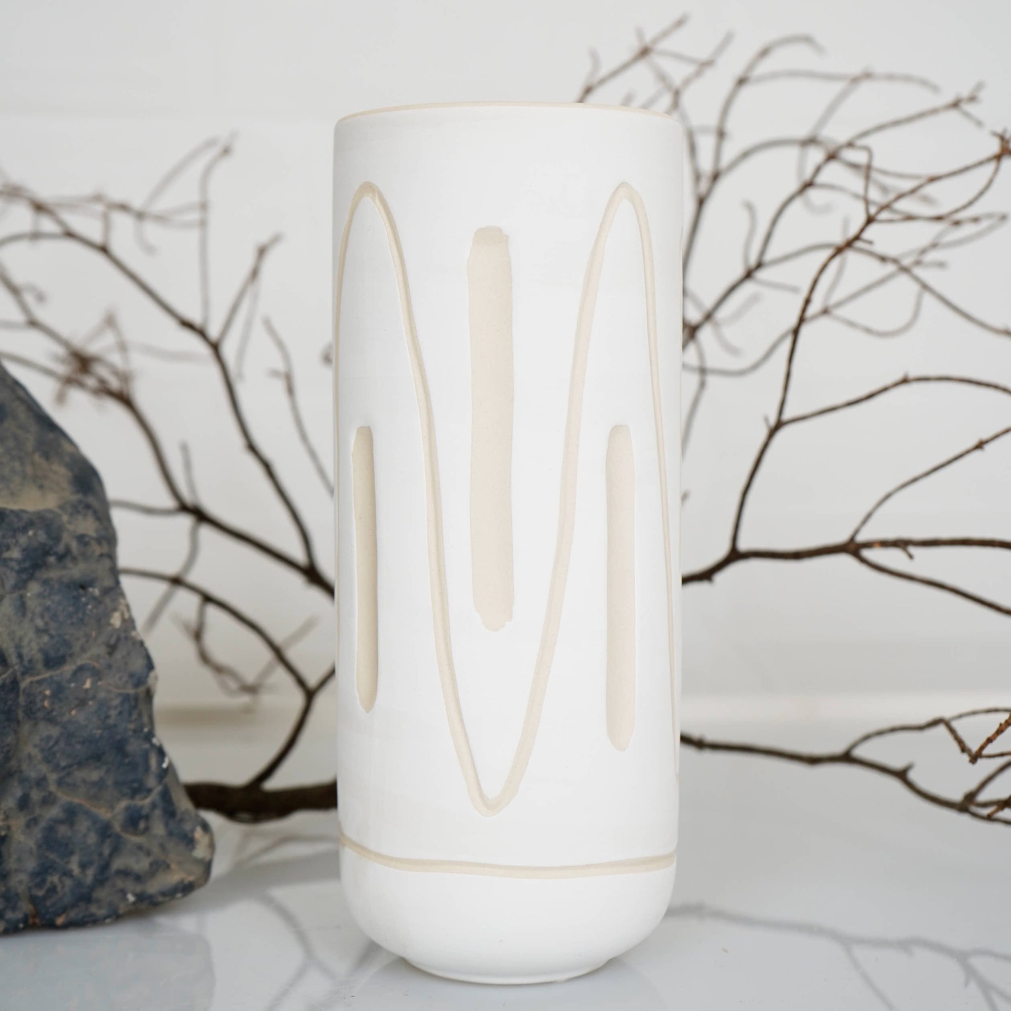 Ceramic vase  white  ornament 9 cm