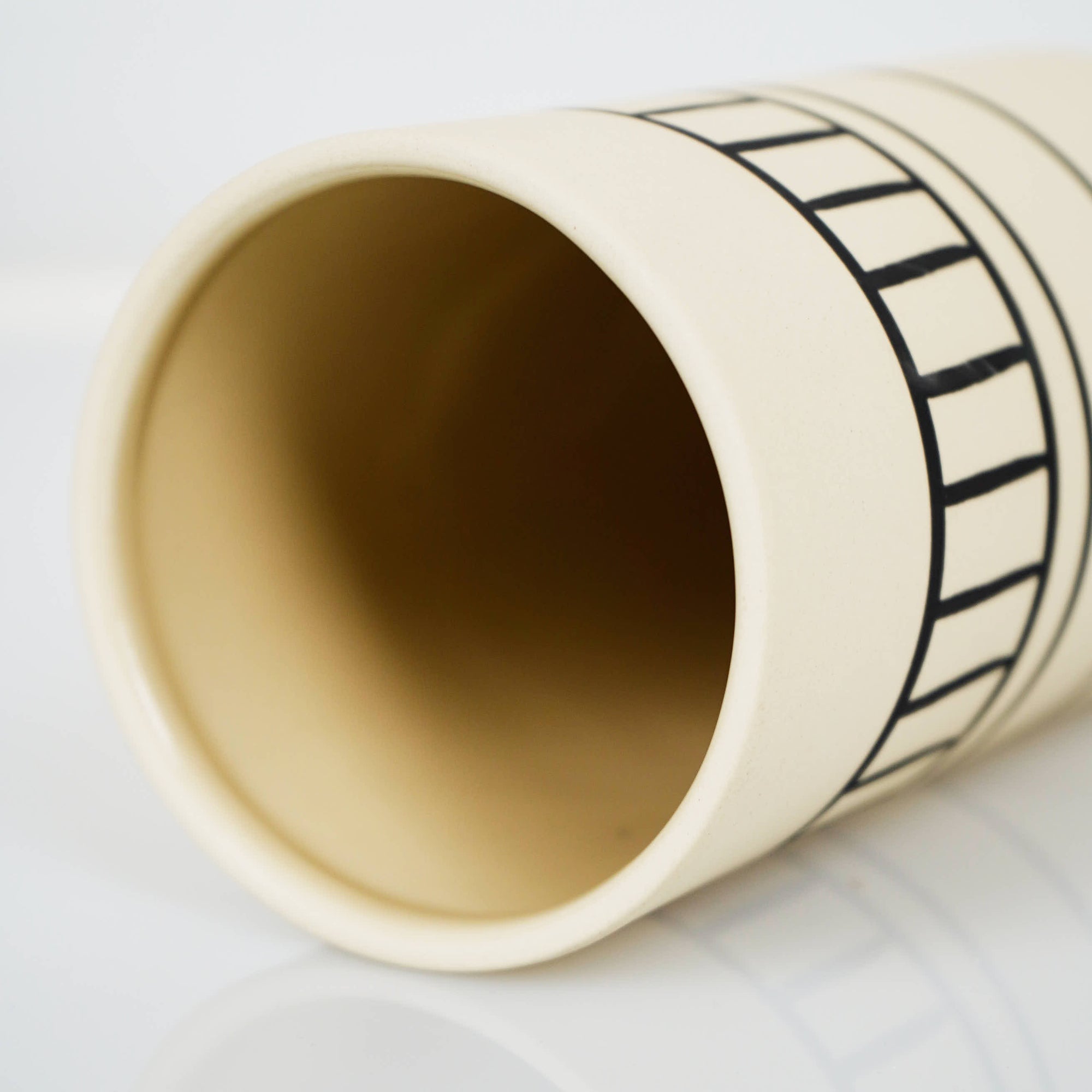 Ceramic vase white  black african ornament