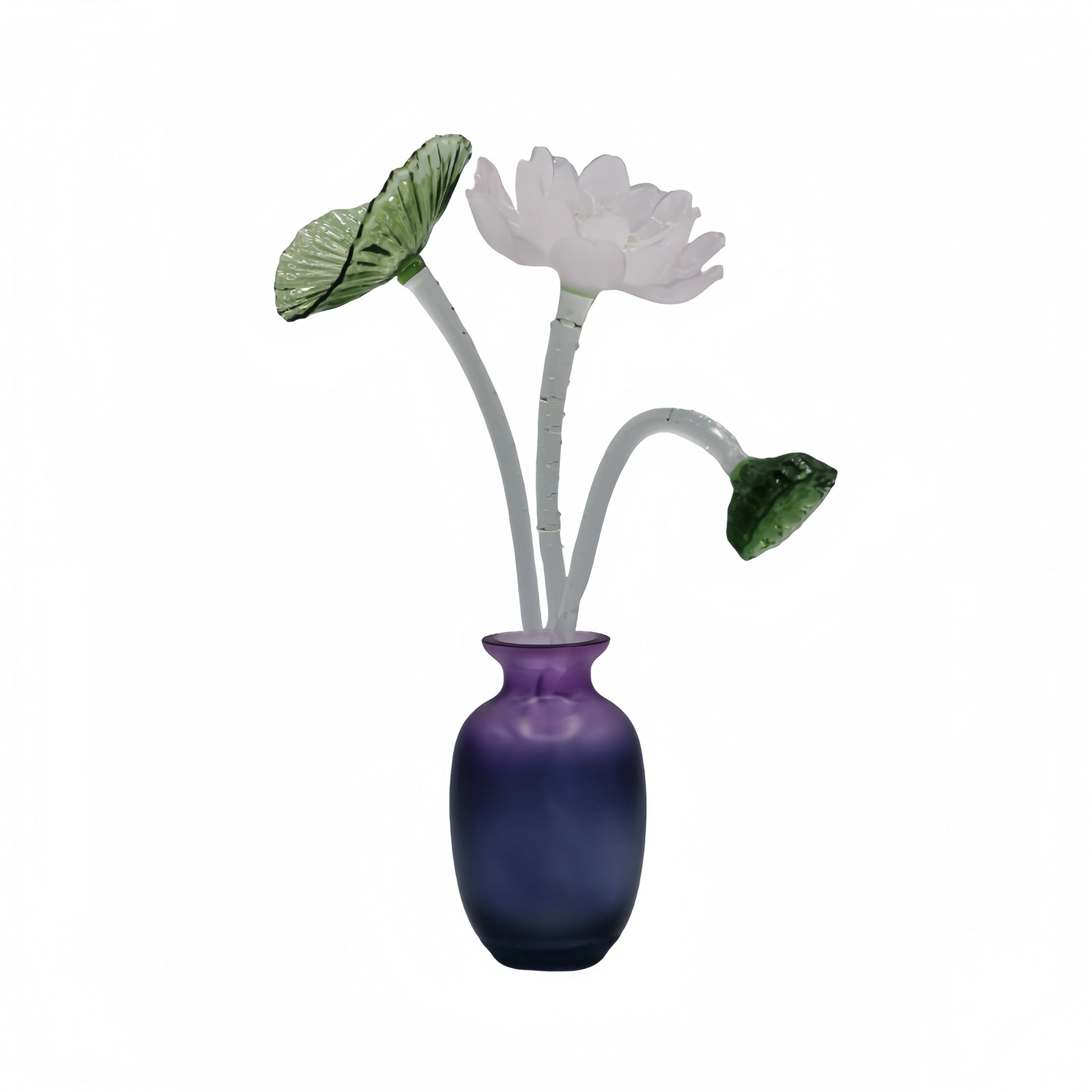 Glazed Ceramic Vessel for Lotus Flowers, Pods, and Leaves