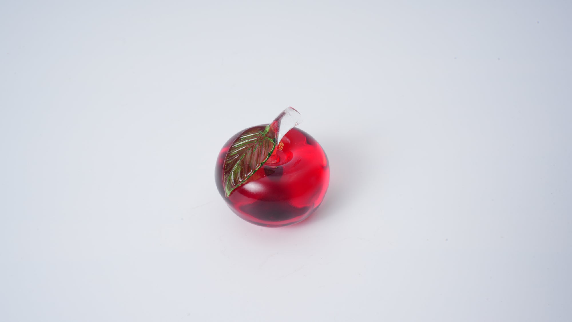 Glass Apple with Glass Leaf