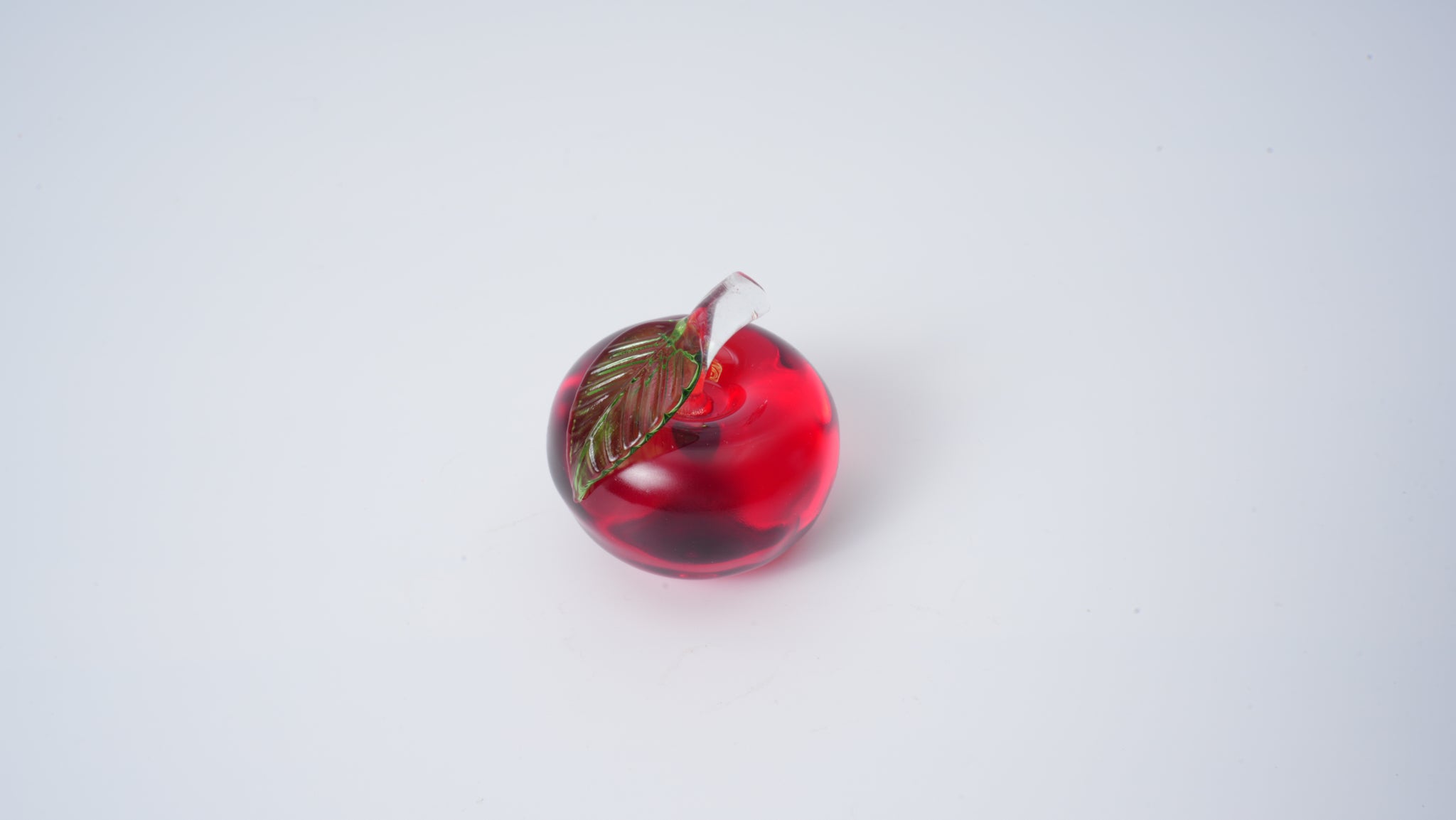 Glass Apple with Glass Leaf