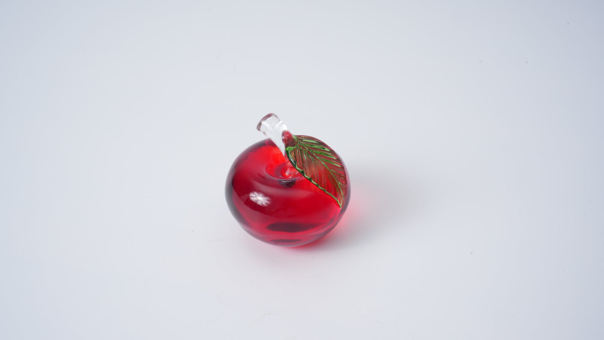 Glass Apple with Glass Leaf
