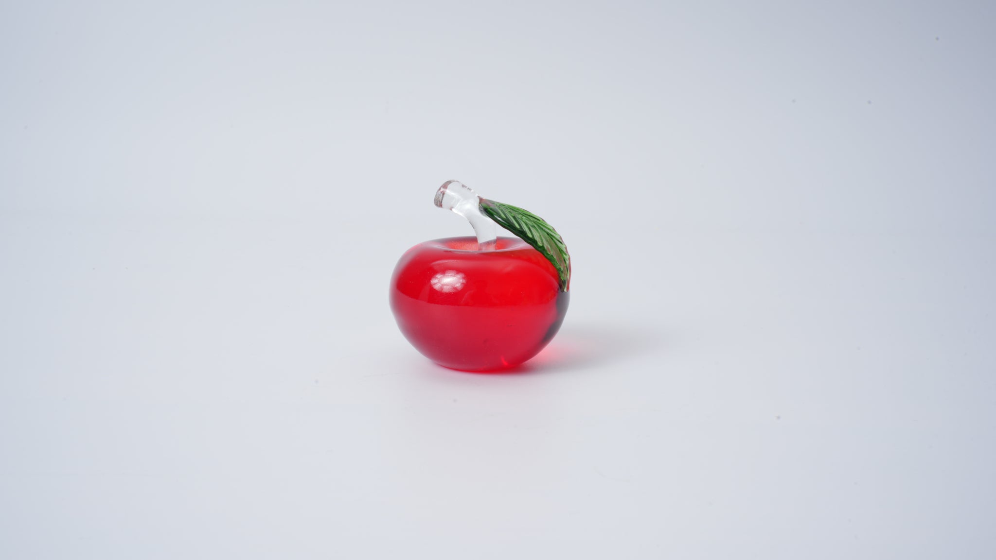 Glass Apple with Glass Leaf