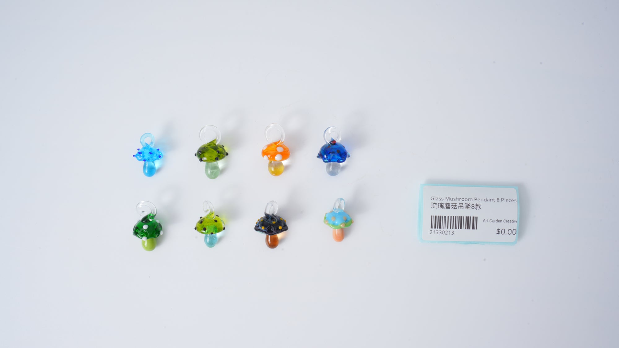 Glass Mushroom Pendant 8 Pieces