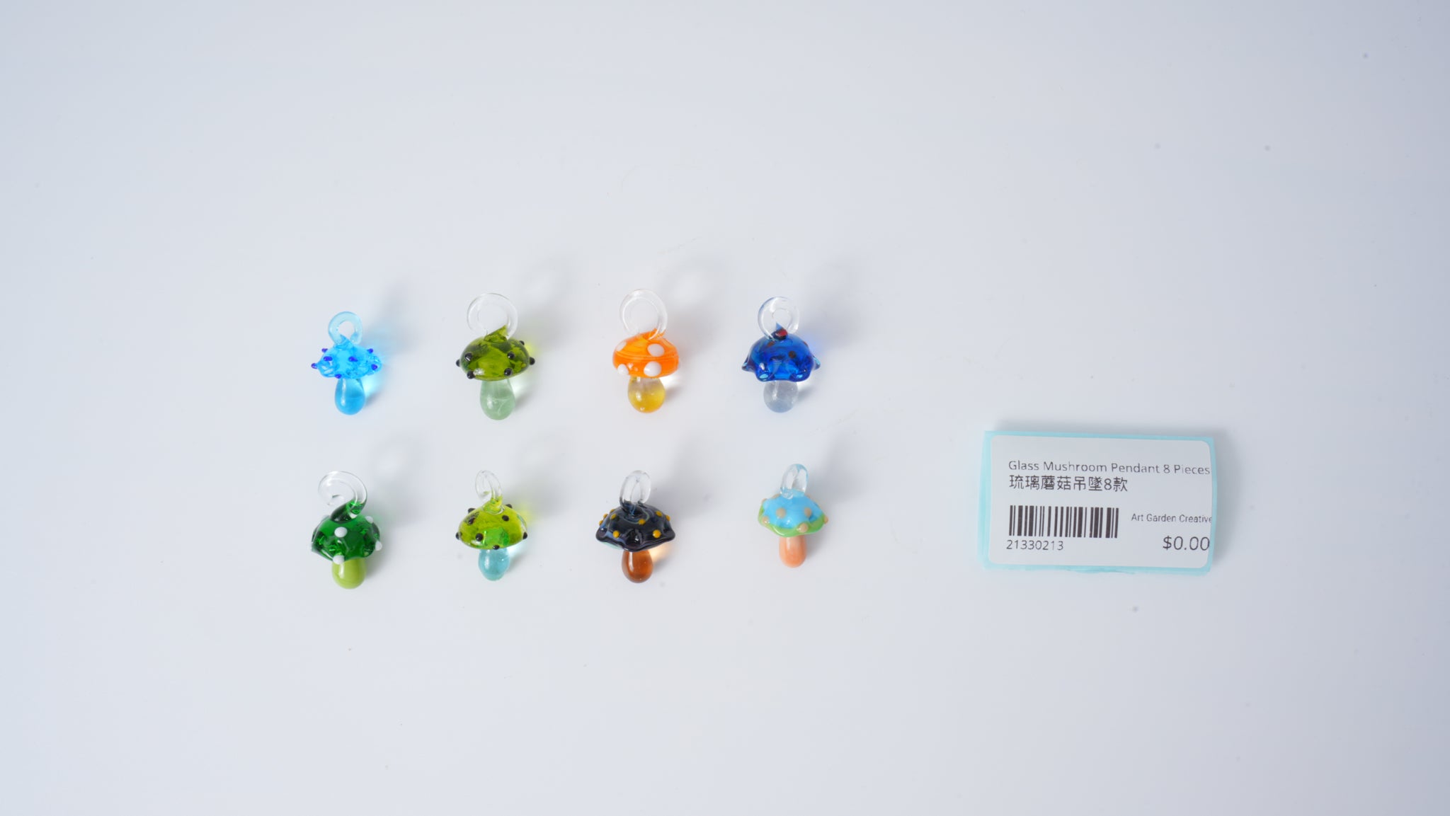 Glass Mushroom Pendant 8 Pieces