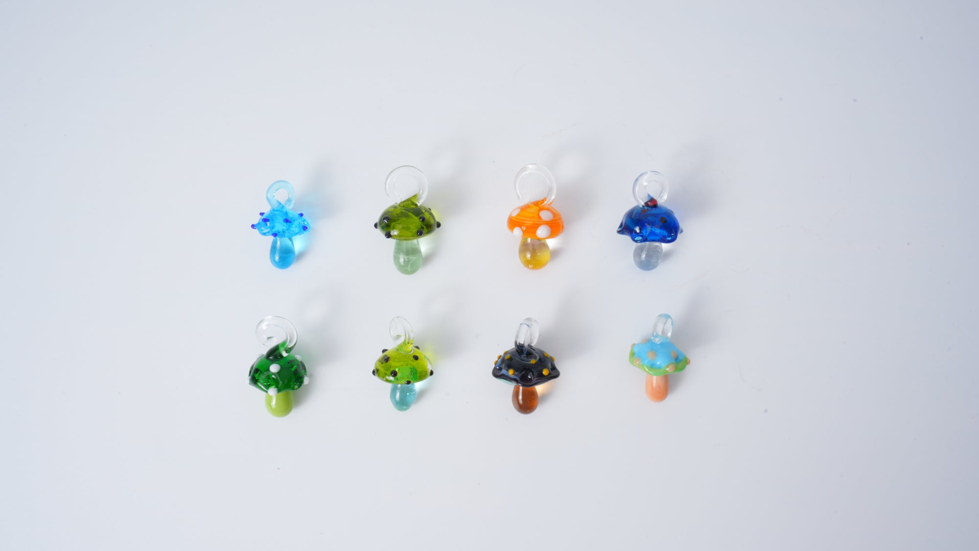 Glass Mushroom Pendant 8 Pieces