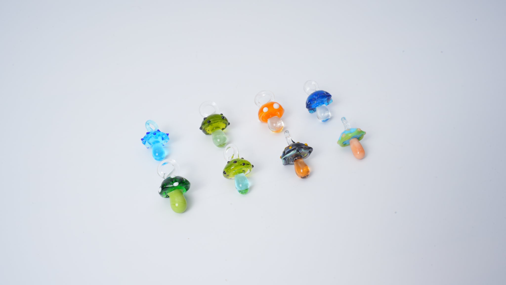 Glass Mushroom Pendant 8 Pieces