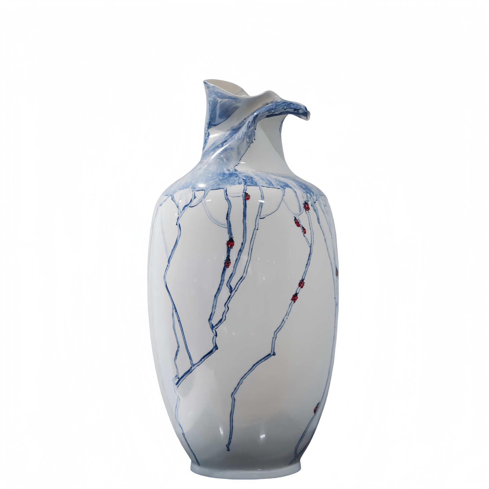 Blue and White Porcelain "Striving Upstream" Vase