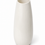 Matte White Ceramic Vase – Slanted Opening (Medium)