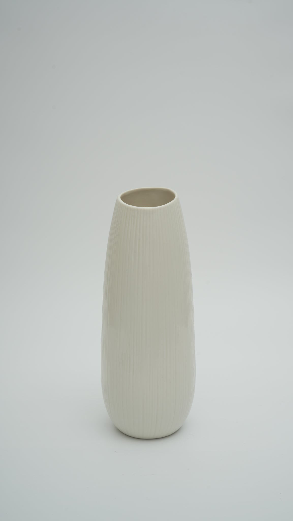 Matte White Ceramic Vase – Slanted Opening (Medium)