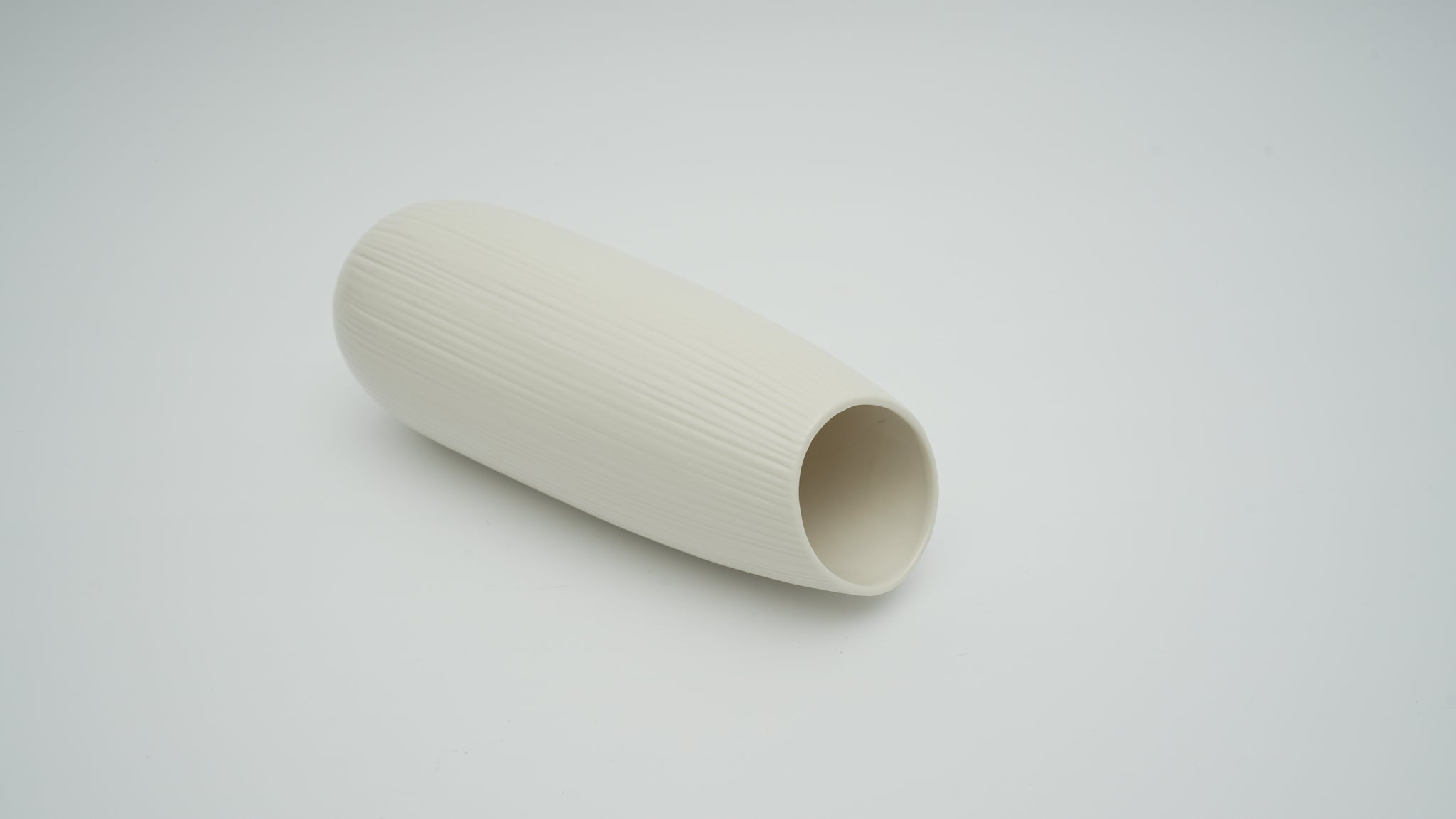 Matte White Ceramic Vase – Slanted Opening (Medium)