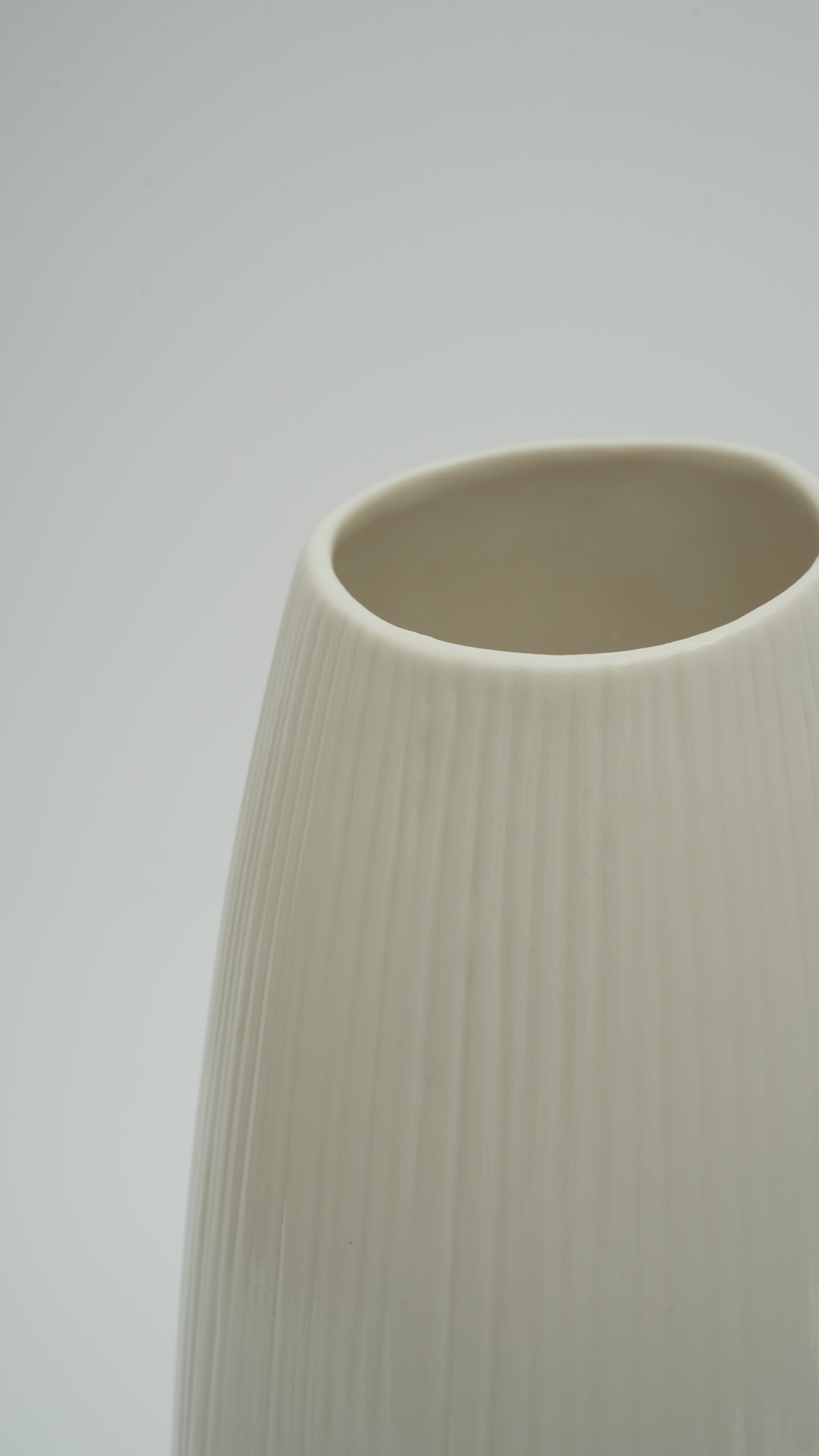 Matte White Ceramic Vase – Slanted Opening (Medium)