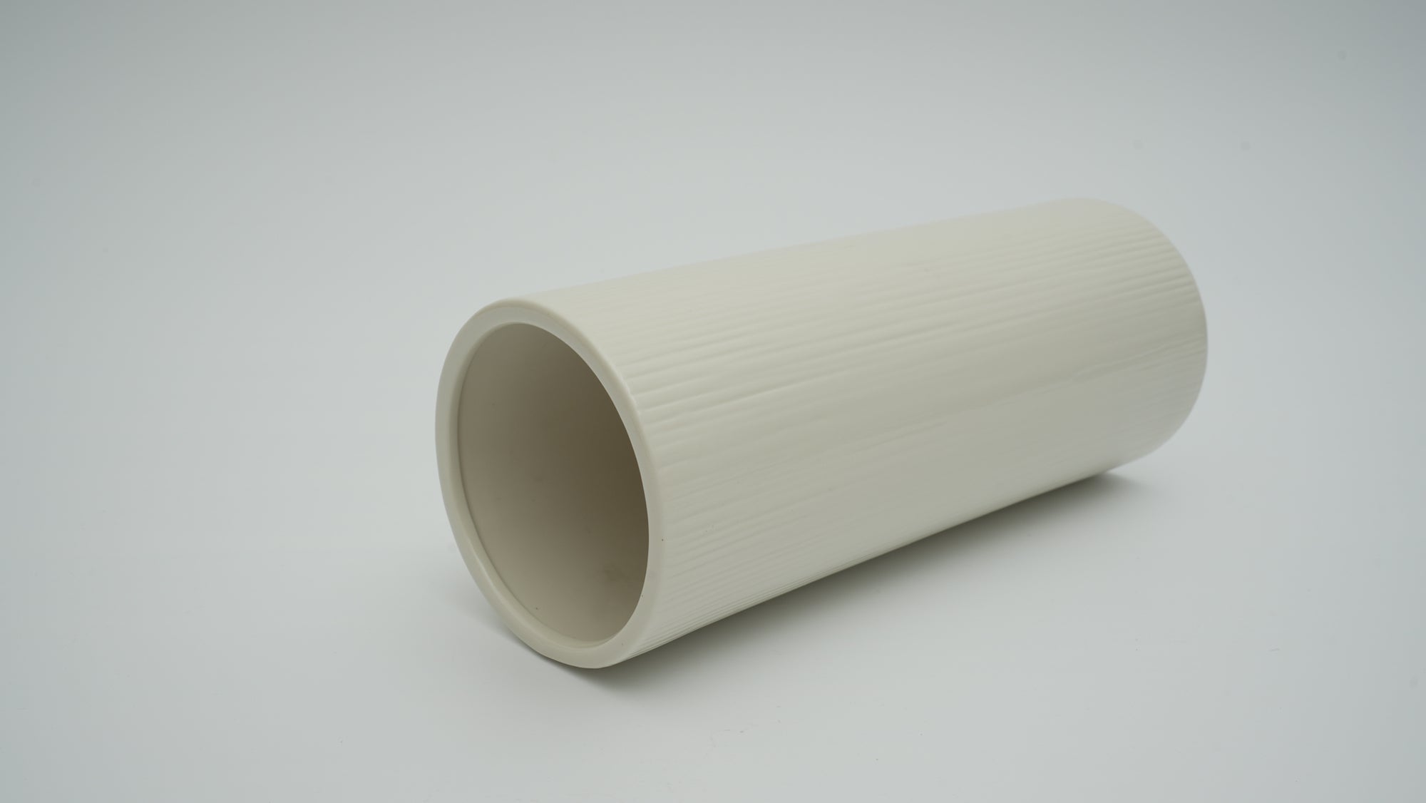 Matte White Ceramic Vase – Ribbed Cylinder