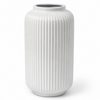 Matte White Ceramic Vase – Ribbed, Narrow Neck – Small