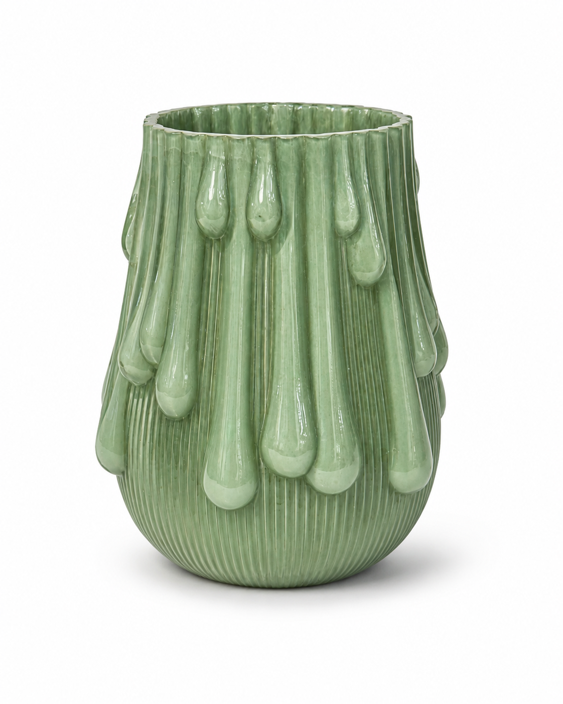Green Teardrop Glass Vase - S(12374)