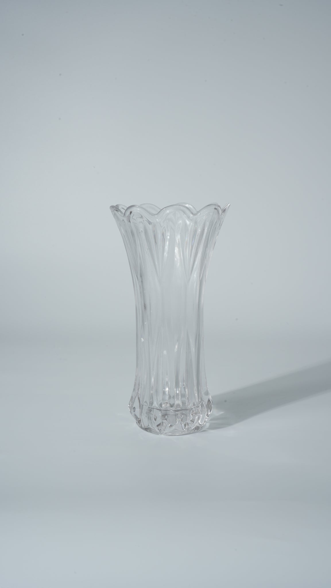 Clear Glass Vase with Feather Tail Design