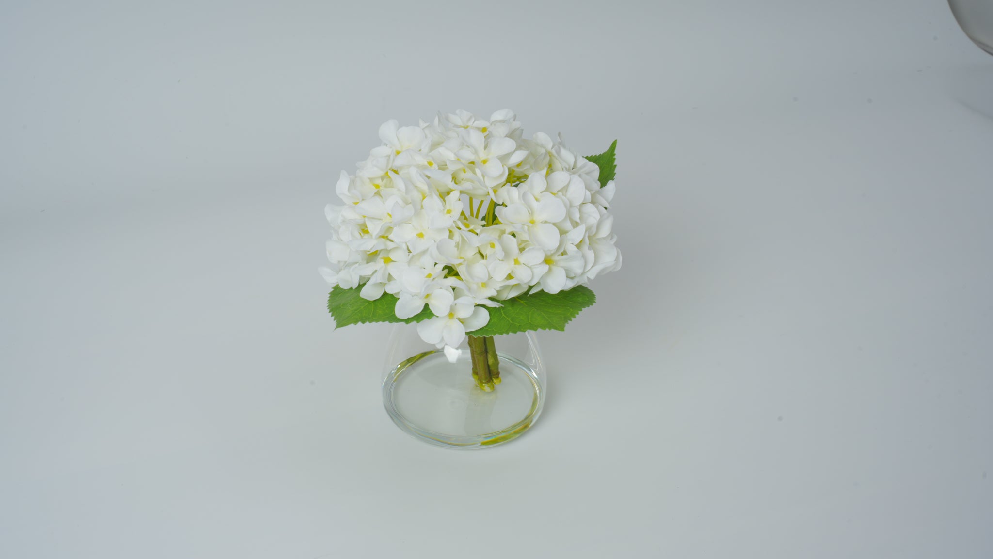 Clear Glass Vase with Faux Flower Arrangement