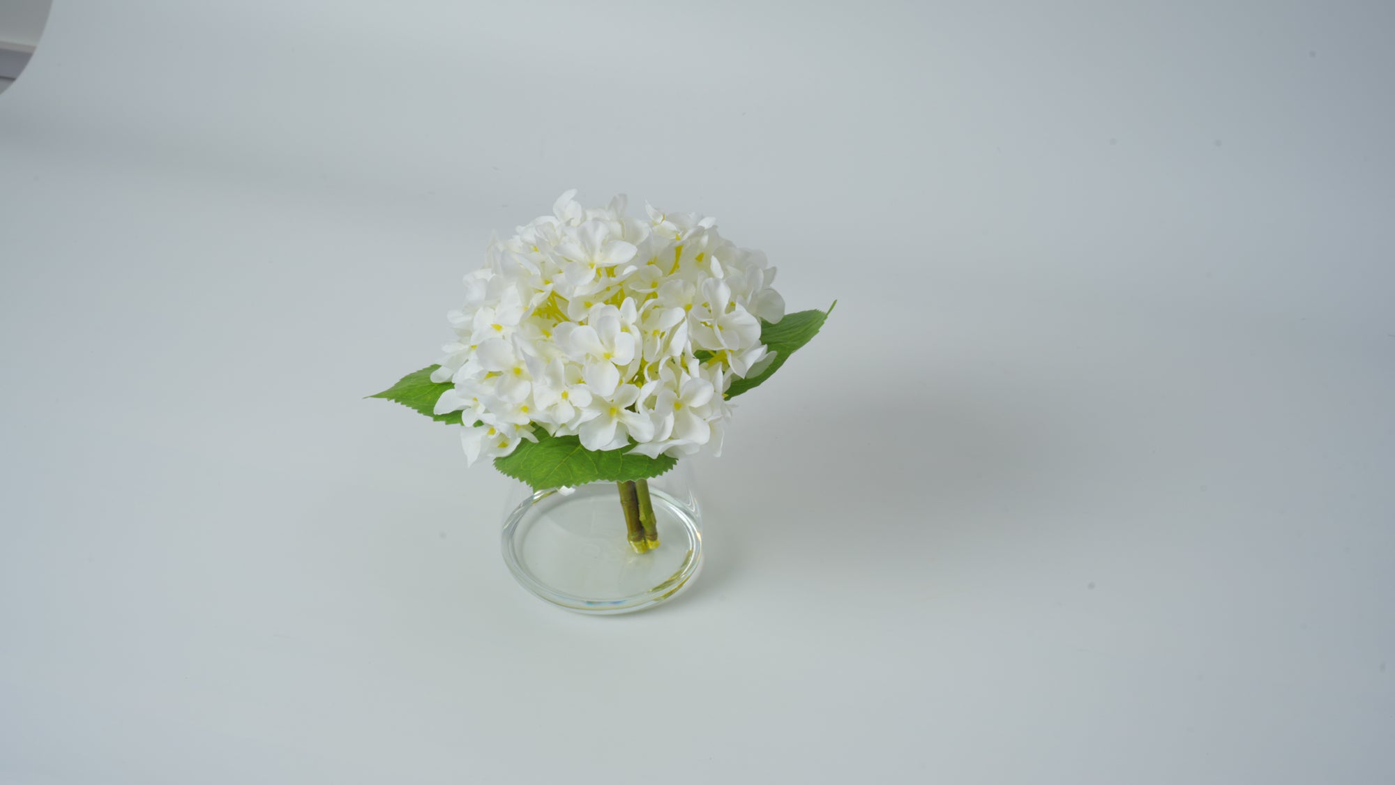 Clear Glass Vase with Faux Flower Arrangement