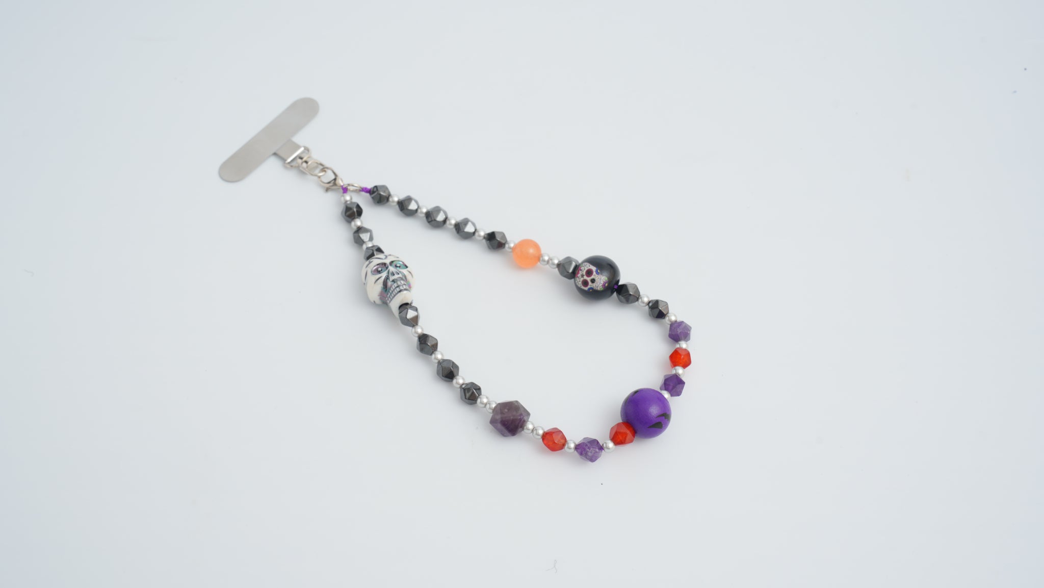 Rock Skull Multi-Gem Phone Charm