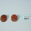 Kiln-Variation Half-Glaze Orange Round Disc Ceramic Earrings