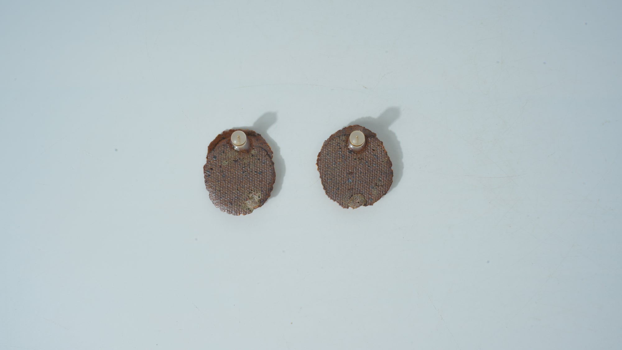 Kiln-Variation Half-Glaze Orange Round Disc Ceramic Earrings
