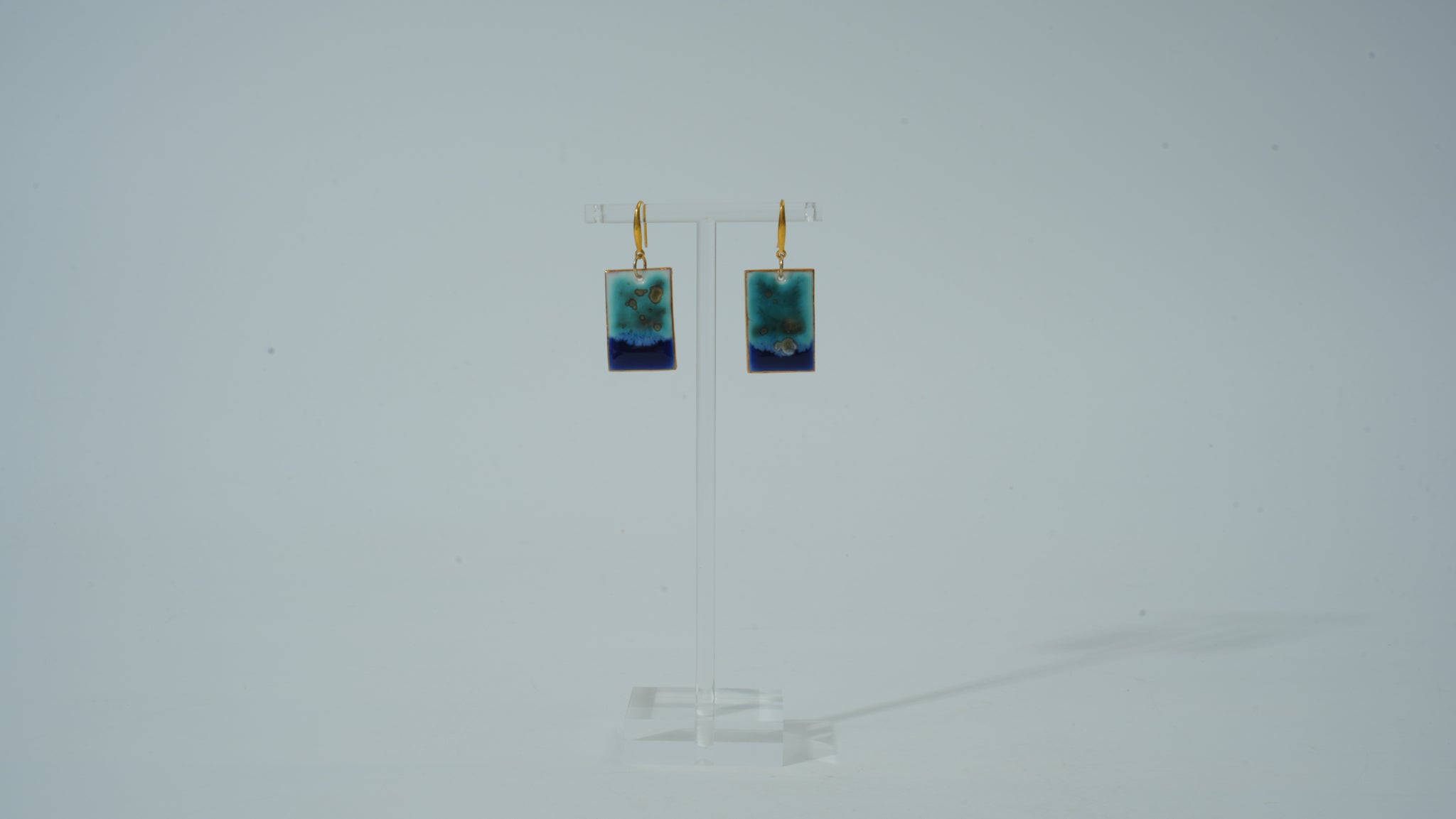 Teal Square Kiln-Glazed Ceramic Earrings