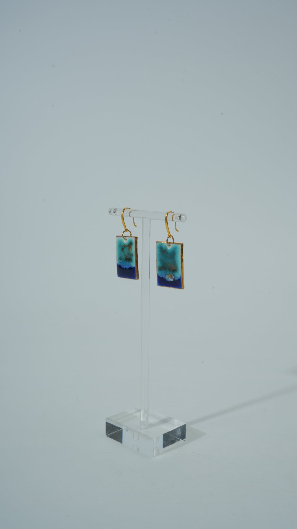 Teal Square Kiln-Glazed Ceramic Earrings