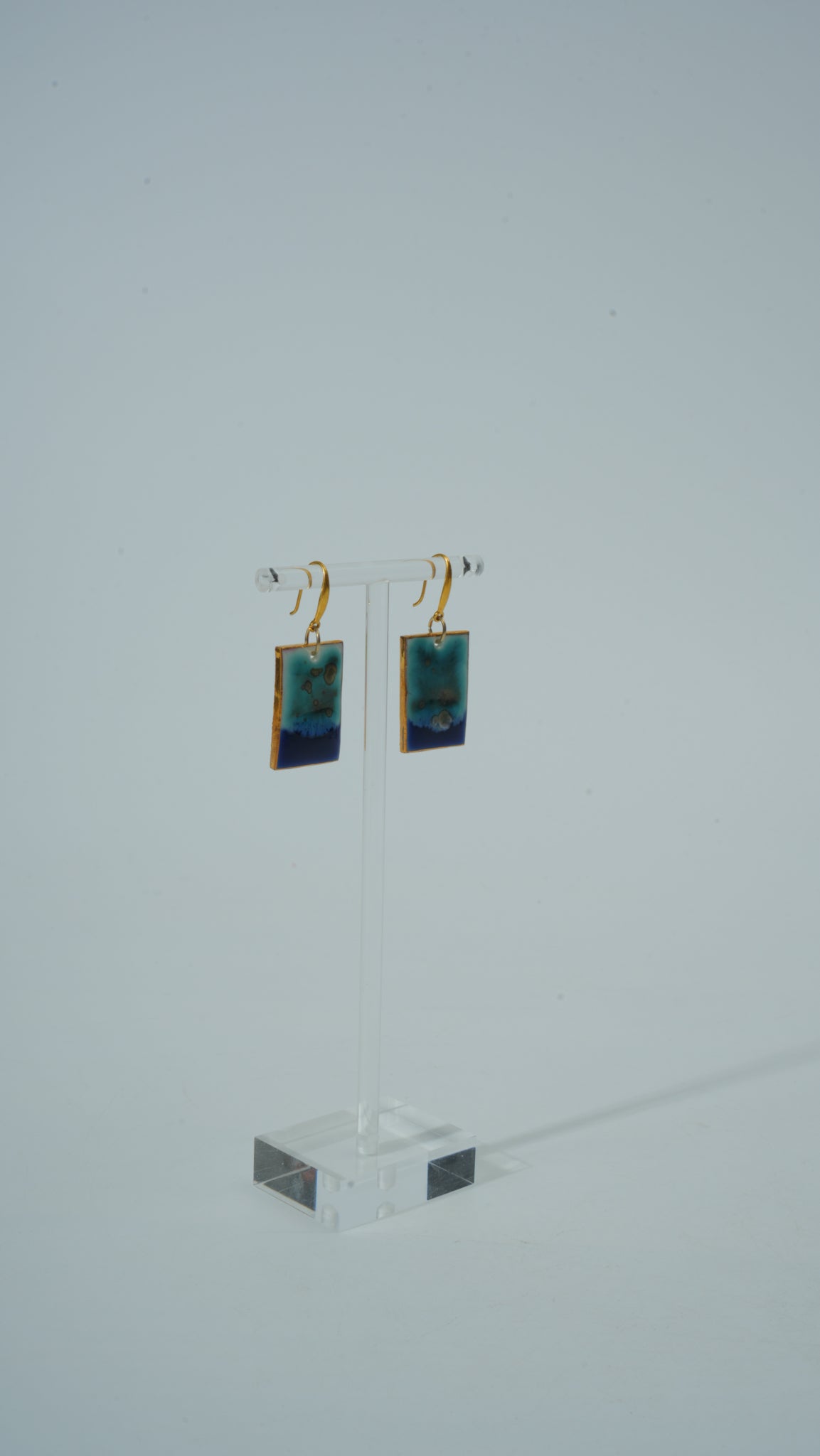 Teal Square Kiln-Glazed Ceramic Earrings