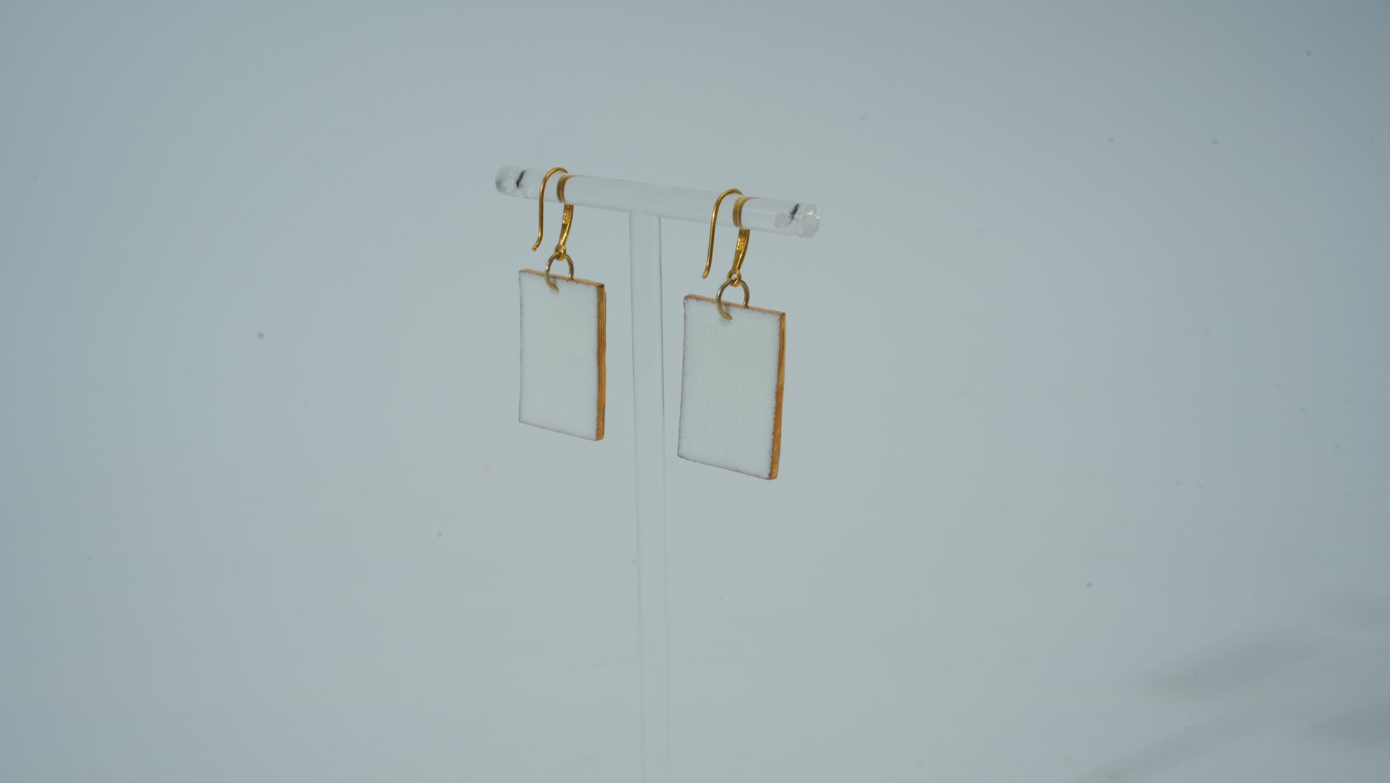 Teal Square Kiln-Glazed Ceramic Earrings