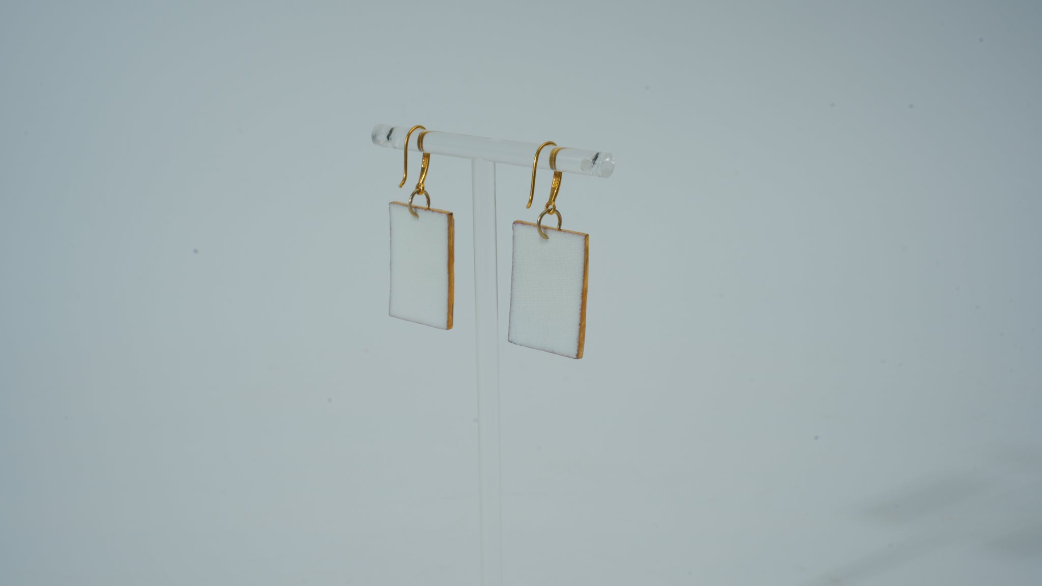 Teal Square Kiln-Glazed Ceramic Earrings