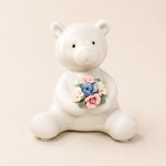 Ceramic Bear Holding Flowers - Sitting