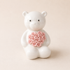 Ceramic Bear with Heart Flowers - Sitting