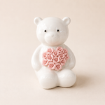 Ceramic Bear with Heart Flowers - Sitting