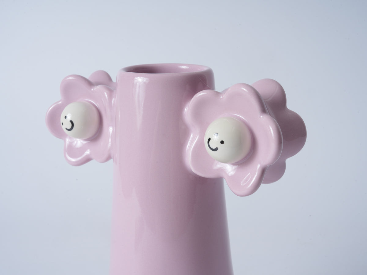 Purple Smiling Flower Vase – Large