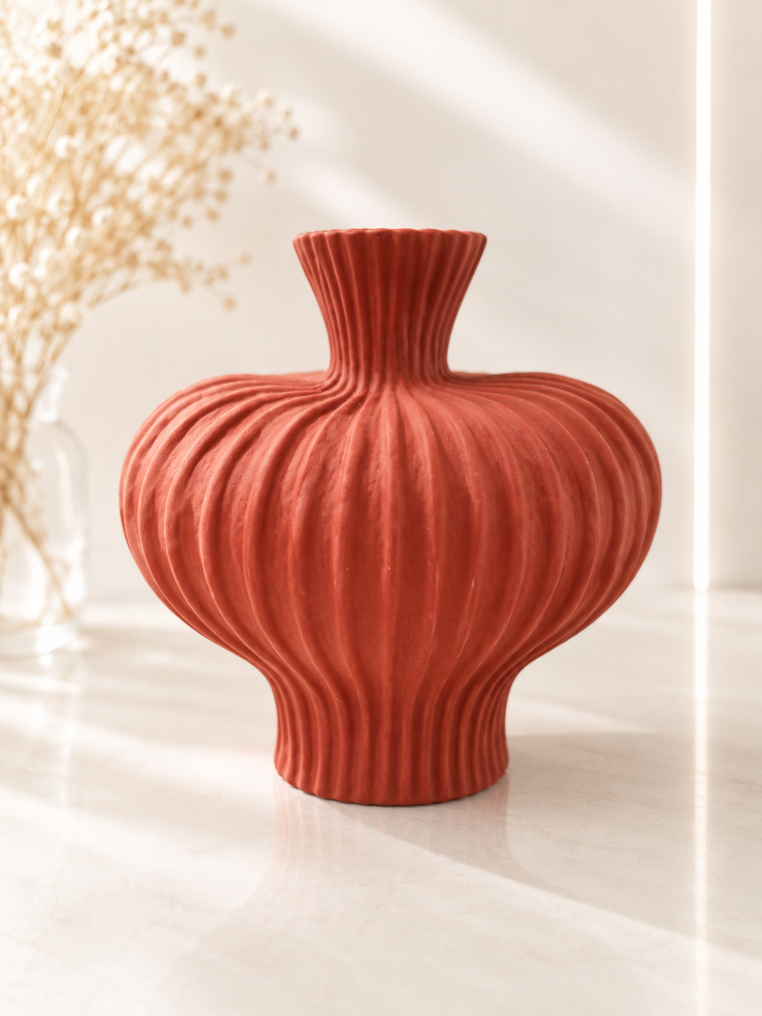 Lantern Fruit Vase – Matte Spicy Red, Small