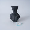Vintage Striped Vase – Matte Mud Black, Medium