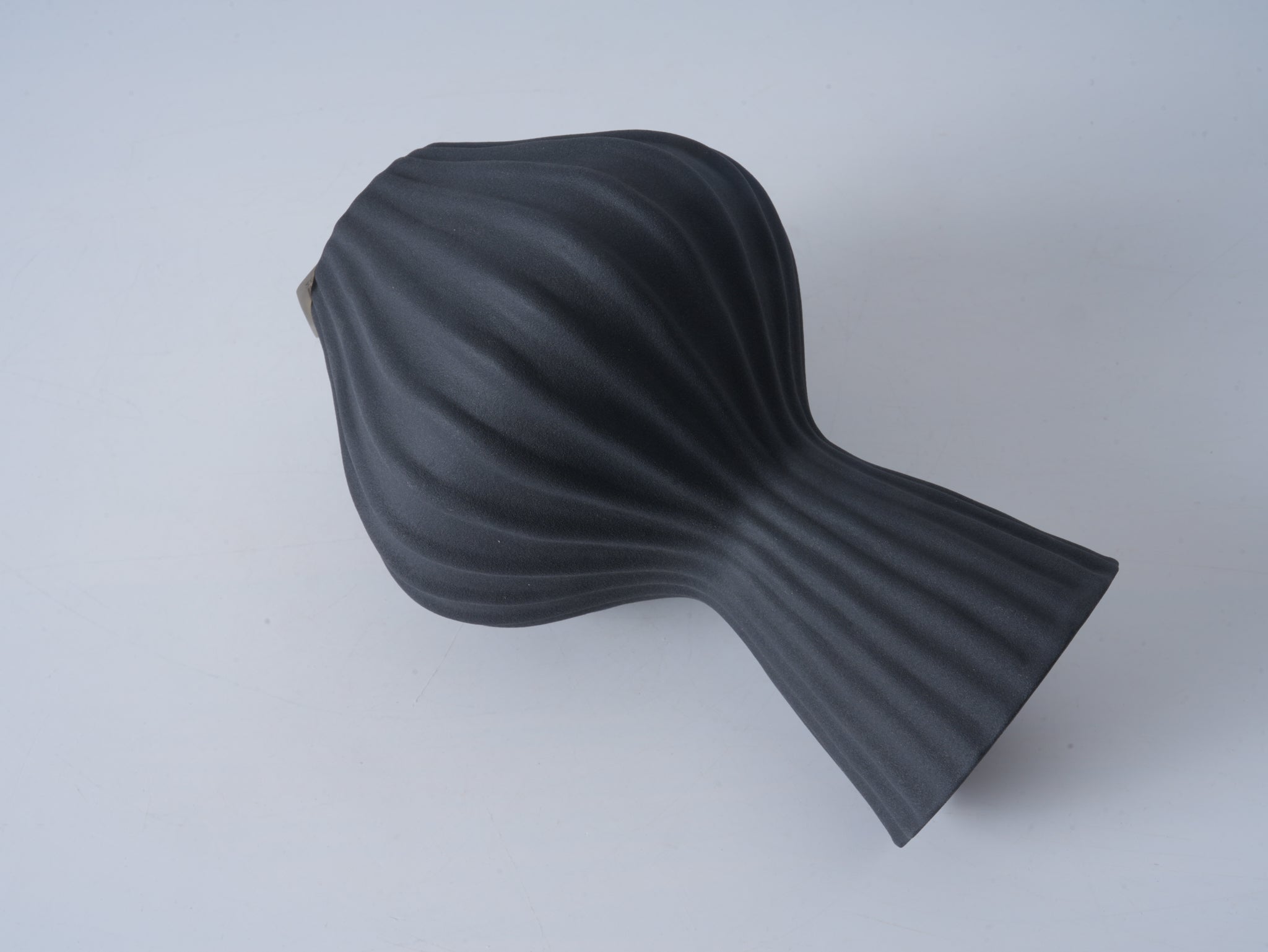 Vintage Striped Vase – Matte Mud Black, Medium