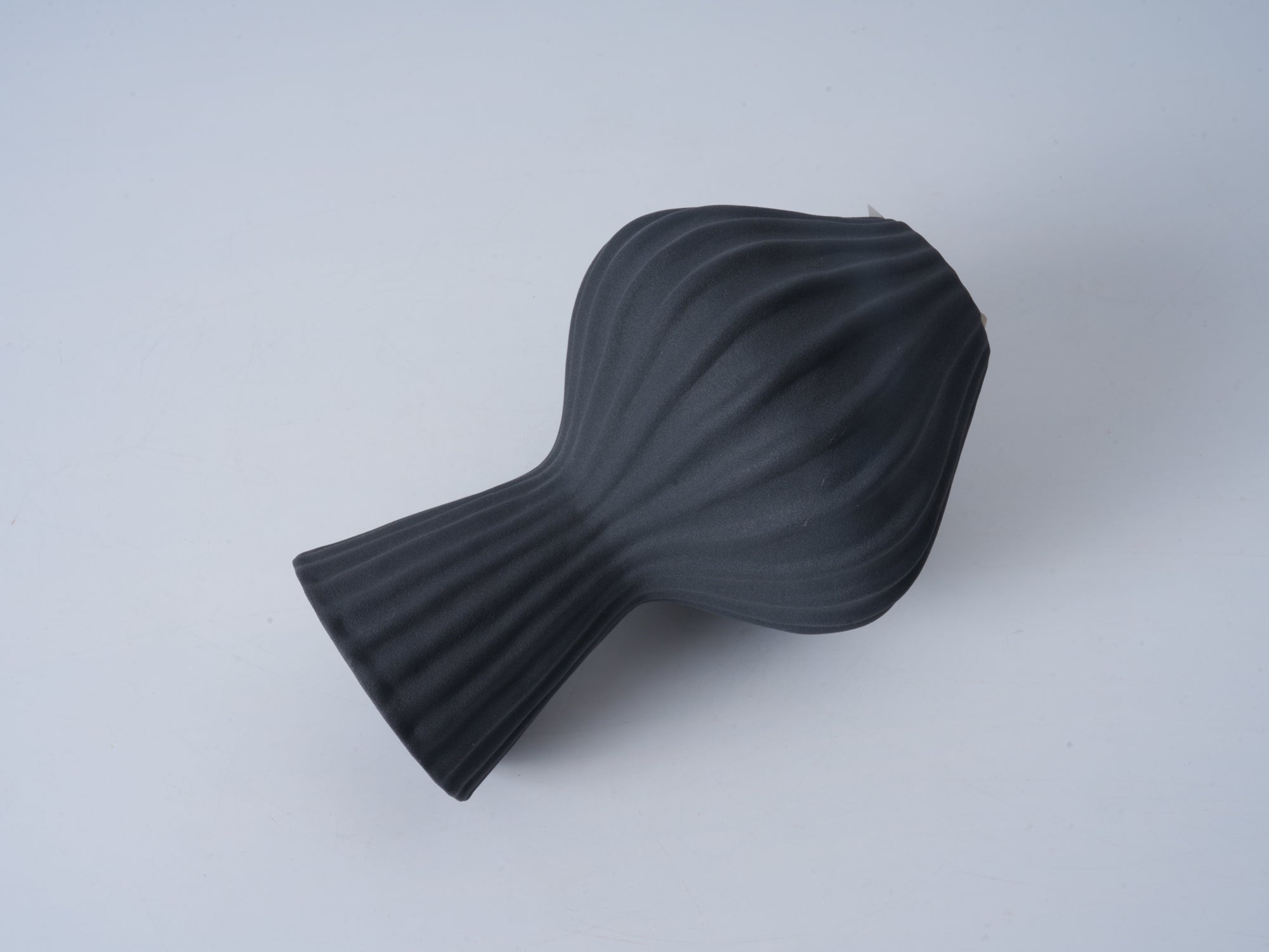 Vintage Striped Vase – Matte Mud Black, Medium