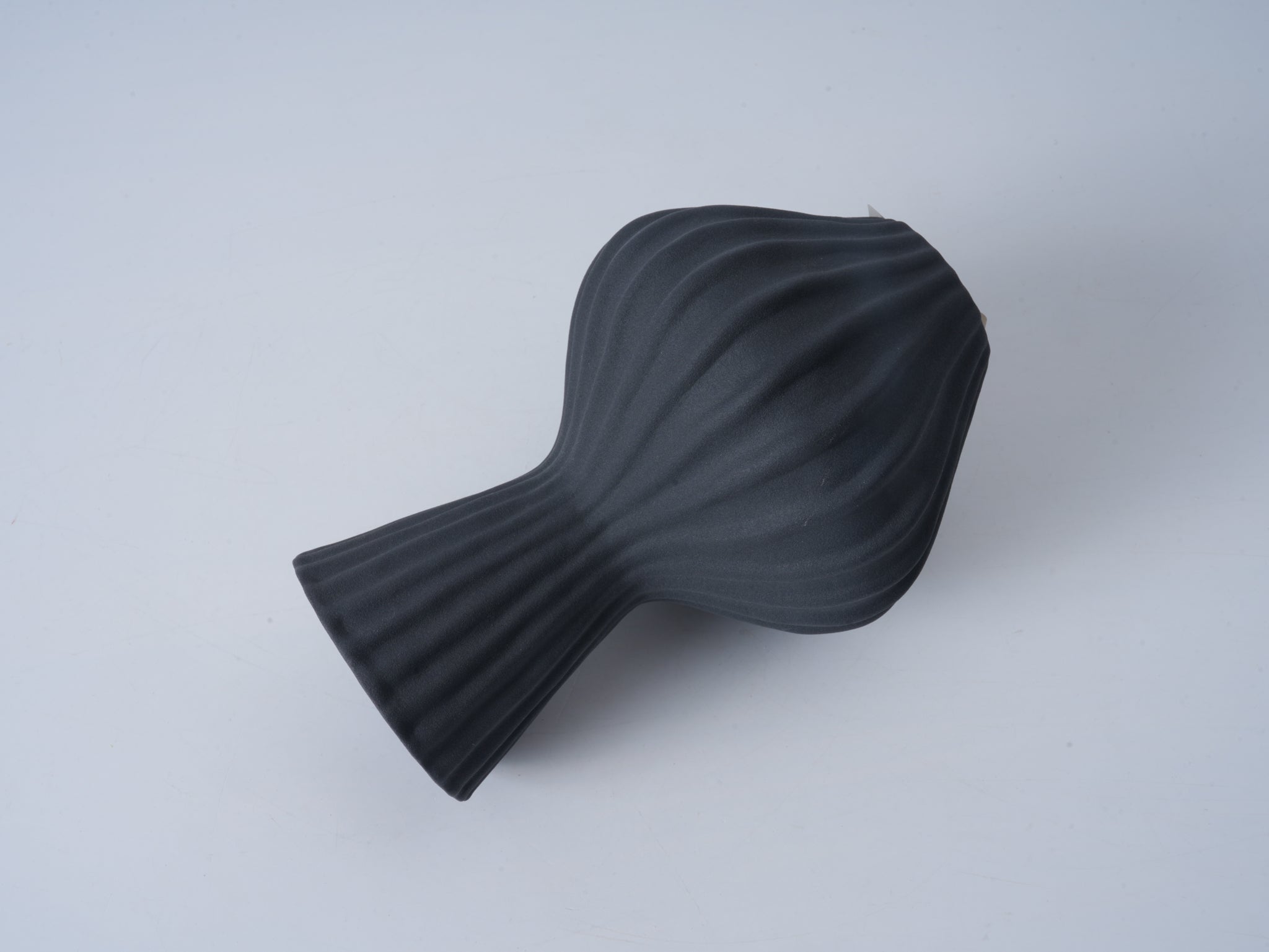 Vintage Striped Vase – Matte Mud Black, Medium