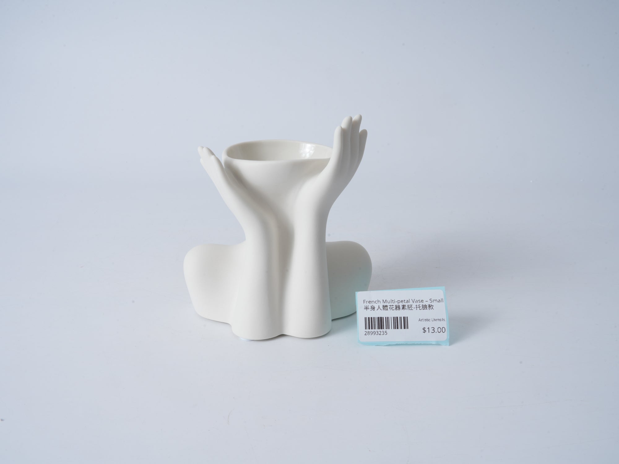 Half-Body Figurative Vase – Unglazed “Chin-in-Hand” Pose