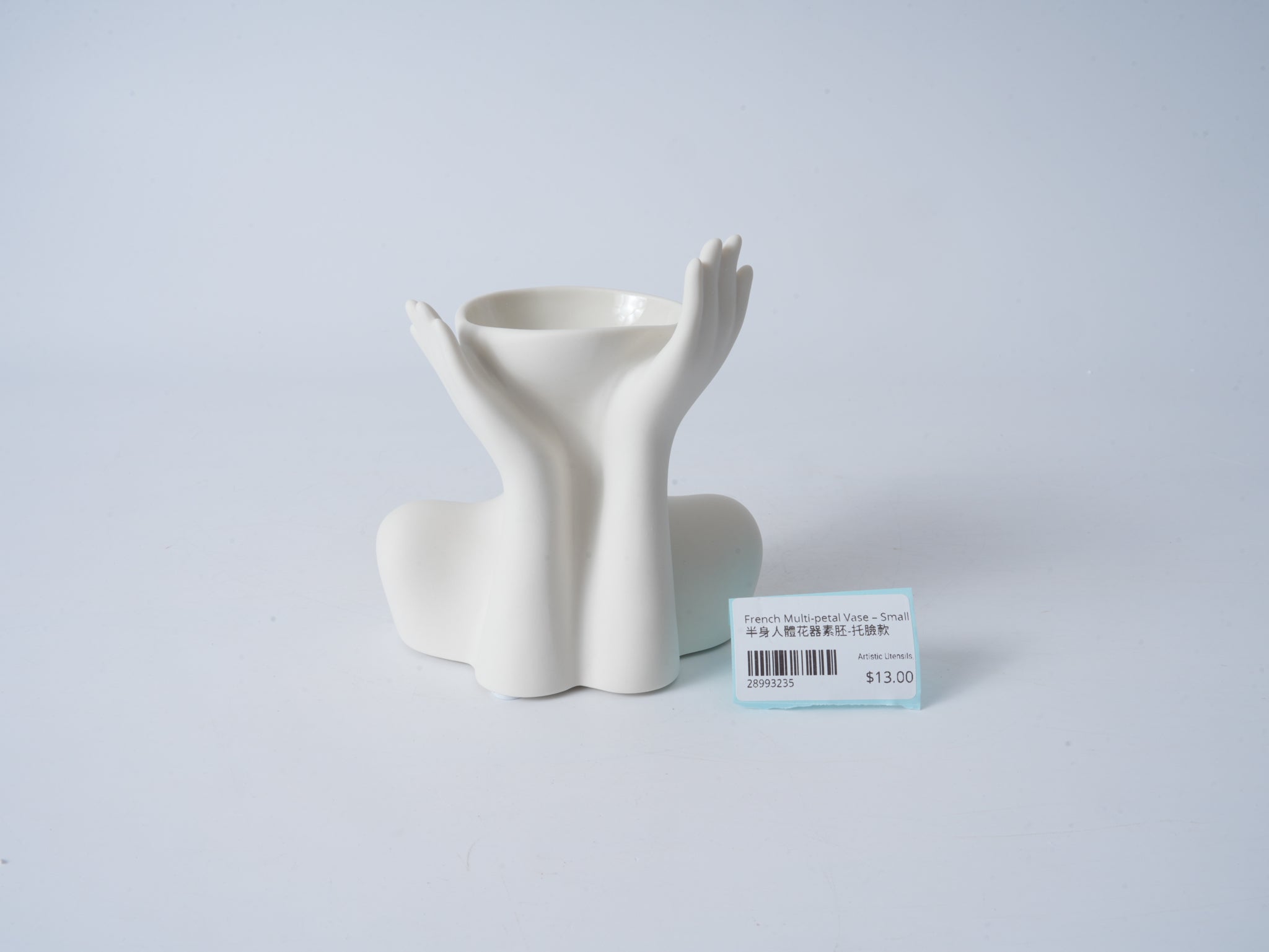 Half-Body Figurative Vase – Unglazed “Chin-in-Hand” Pose