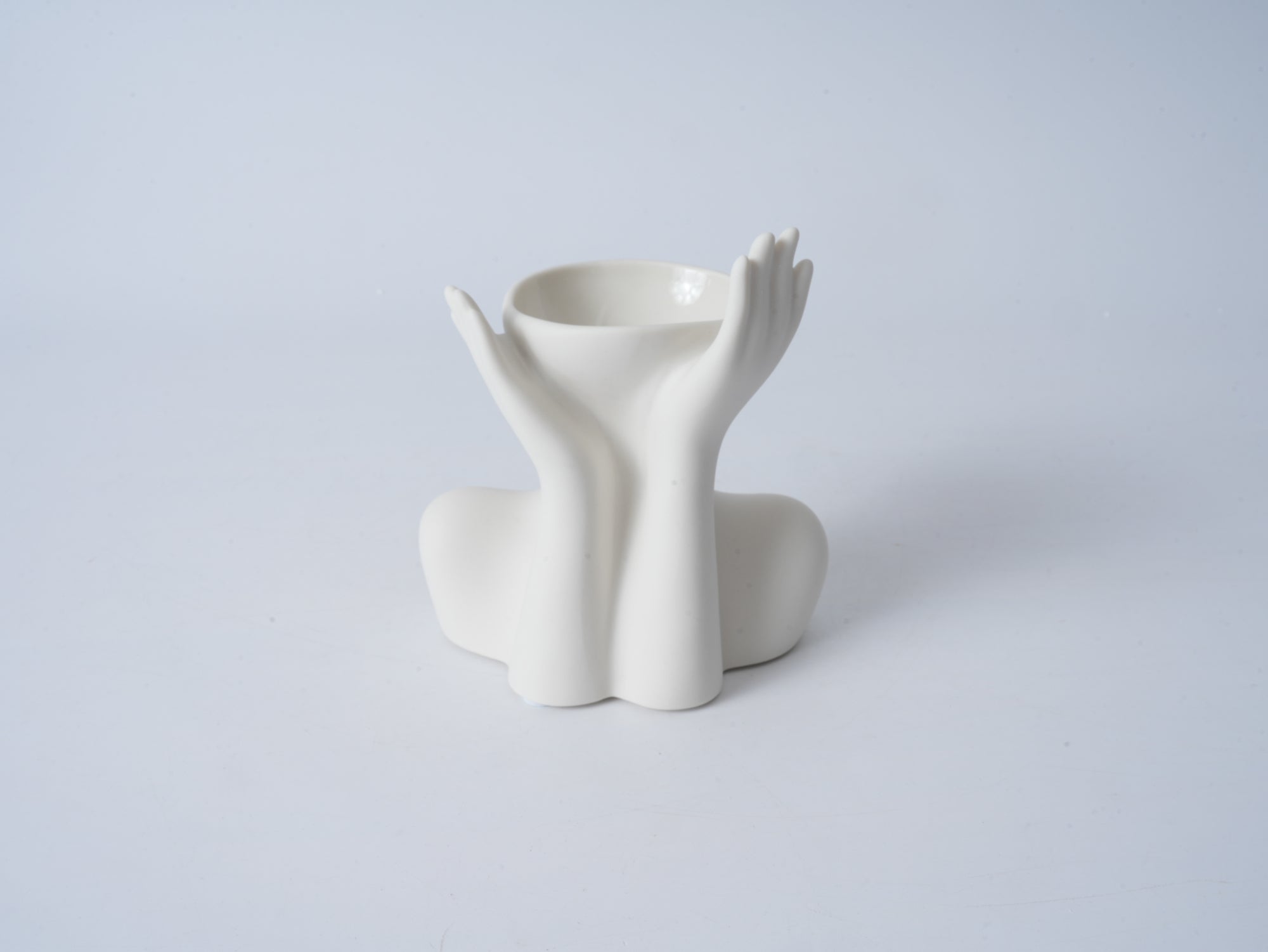 Half-Body Figurative Vase – Unglazed “Chin-in-Hand” Pose