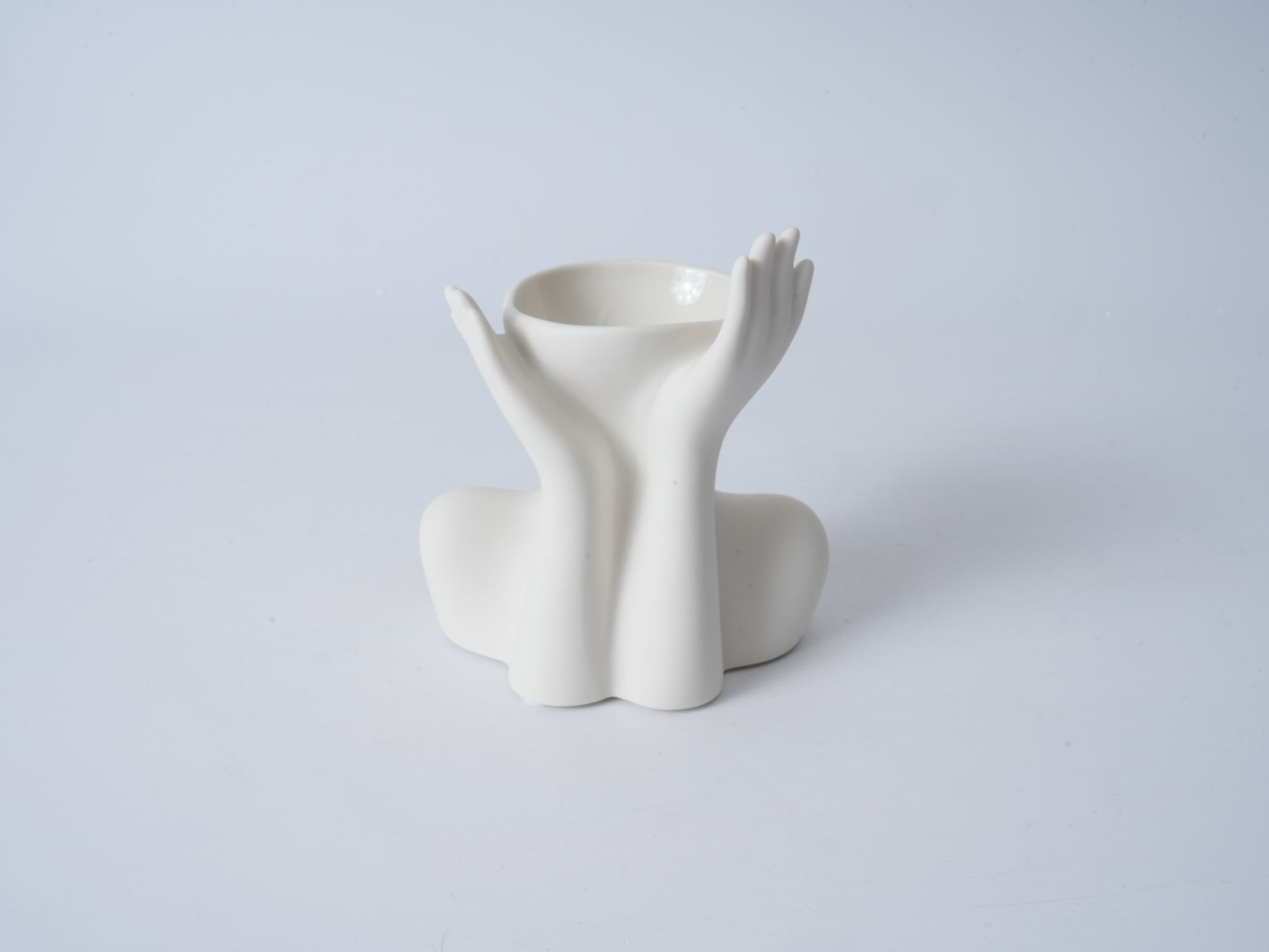 Half-Body Figurative Vase – Unglazed “Chin-in-Hand” Pose